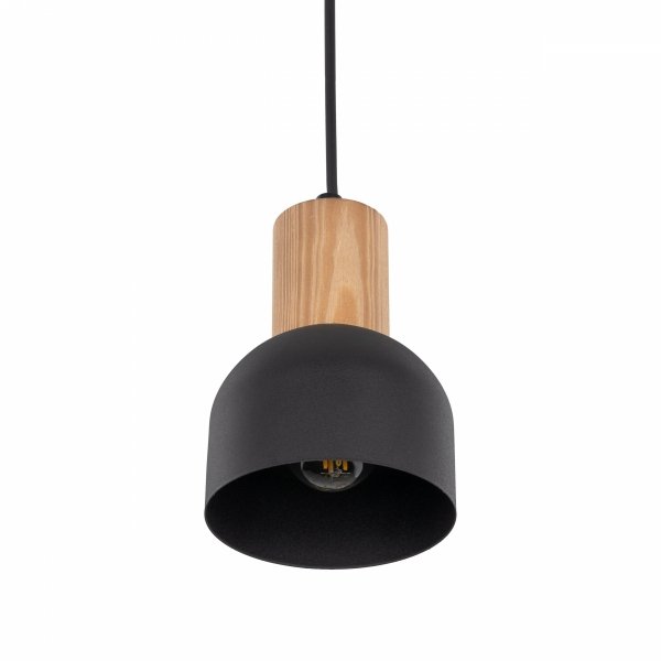 Rustykalna lampa wisząca czarna z elementem drewnianym CAIRO 4894 TK-Lighting pojedyncza nowoczesna minimalistyczna
