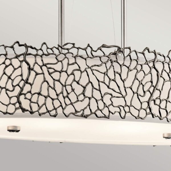 Lampa wisząca Silver Coral - 4 źródła światła Klasyczny pewter koralowy metalowy wzór okrągła nowoczesna organiczny design KL-SILVER-CORAL-ISLE KICHLER