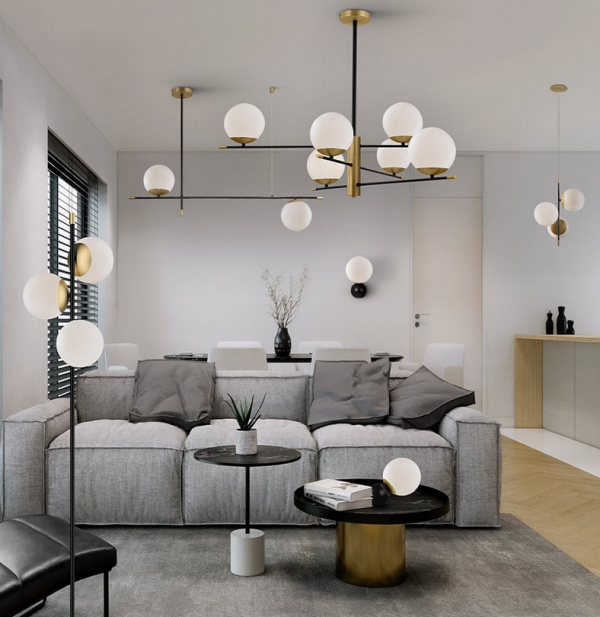 Nowoczesna Lampa Podłogowa Kule Czarna MAYTONI NOSTALGIA MOD048FL-03G 