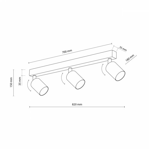 Nowoczesna oprawa sufitowa potrójna biała tuba reflektor spot minimalistyczna uniwersalna klasyczna NEX 10788 TK-Lighting