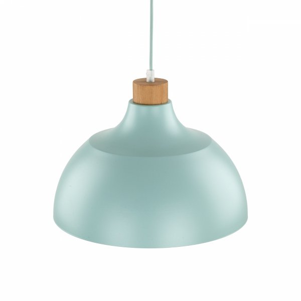 Minimalistyczna lampa wisząca w stylu rustykalnym kolor miętowy z elementem drewnianym CAP MINT 5901 TK-Lighting 