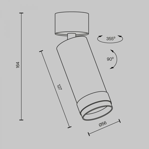 Lampa sufitowa plafon spot minimalistyczna klasyczna LED regulowa tuba aluminium czarna Focus Zoom MAYTONI C055CL-L12W3K-Z-B