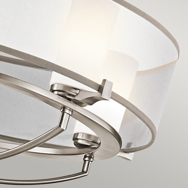 Żyrandol Saldana - 5 źródeł światła Klasyczny pewter abażur z organzy okrągły klosze tuba minimalistyczny uniwersalny KL-SALDANA5 KICHLER