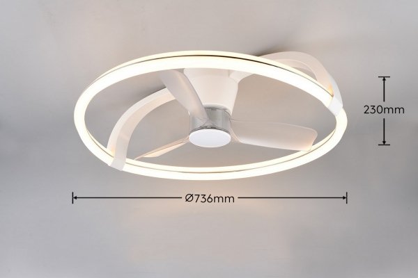 Nowoczesna lampa sufitowa z wiatrakiem LED biała okrąg klasyczna minimalistyczna ściemnialna na pilota STOCKHOLM R64262131 Rl