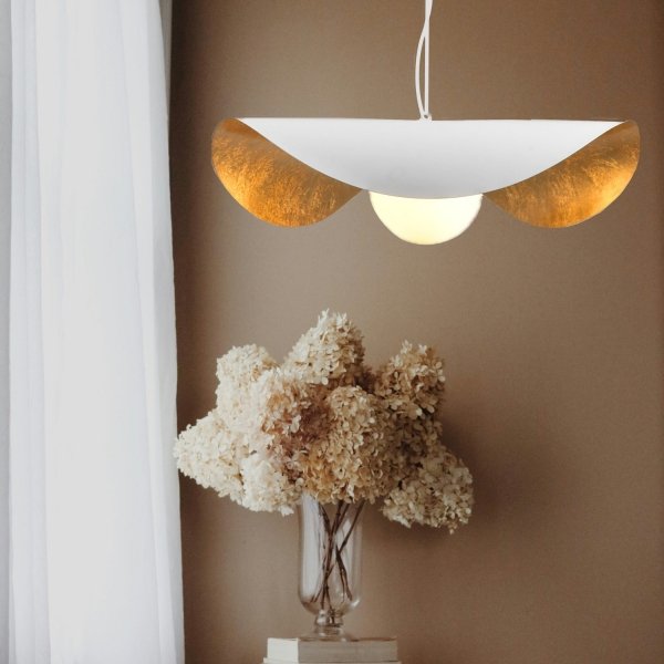 Lampa wisząca ozdobna aluminiowa biała industrialna designerska elegancka mleczny szklany klosz ENZO ST-F22020601-D60 white Step Into Design