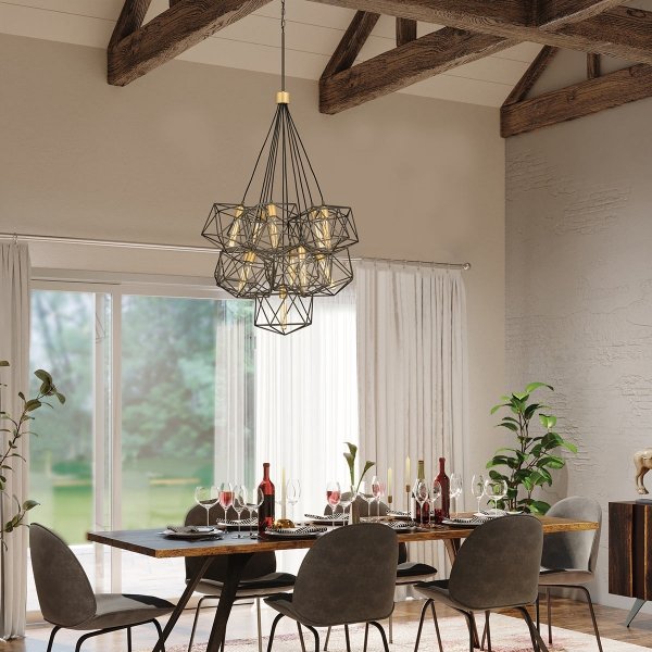 Lampa wisząca Astrid geometryczna 11 źródło światła odsłonięte żarówki HK-ASTRID-11P HINKLEY