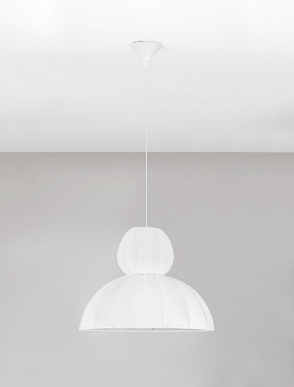 Lampa wisząca biała jedwabna okrągła designerska nowoczesna minimalistyczna skandynawska nad stół Luces Exclusivas
