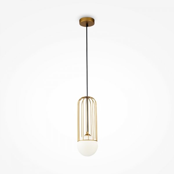 Lampa wisząca złota metalowa biała kula designerska uniwersalna regulacja wysokości Telford MAYTONI P361PL-01G