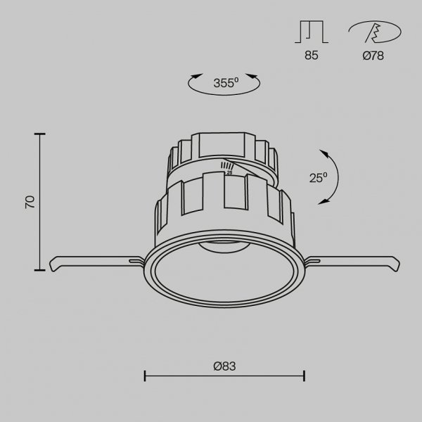 Czarna Oprawka Wpuszczana Maytoni Downlight Wise DL057-10W3K-B