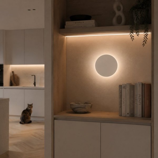 Lampa ścienna kinkiet biały okrągły 25cm płaski metalowy minimalistyczy NYX ST-8293W/25 white Step Into Design