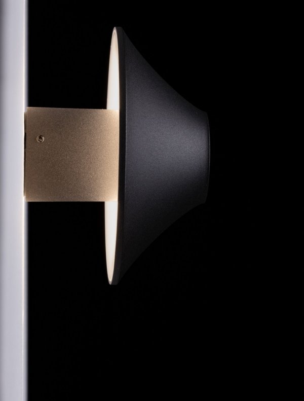 Minimalistyczny kinkiet zewnętrzny LED czarny aluminiowy okrągły podświetlający elewację klasyczny nowoczesny IP54 QUERILO LE75185 Luces Exclusivas