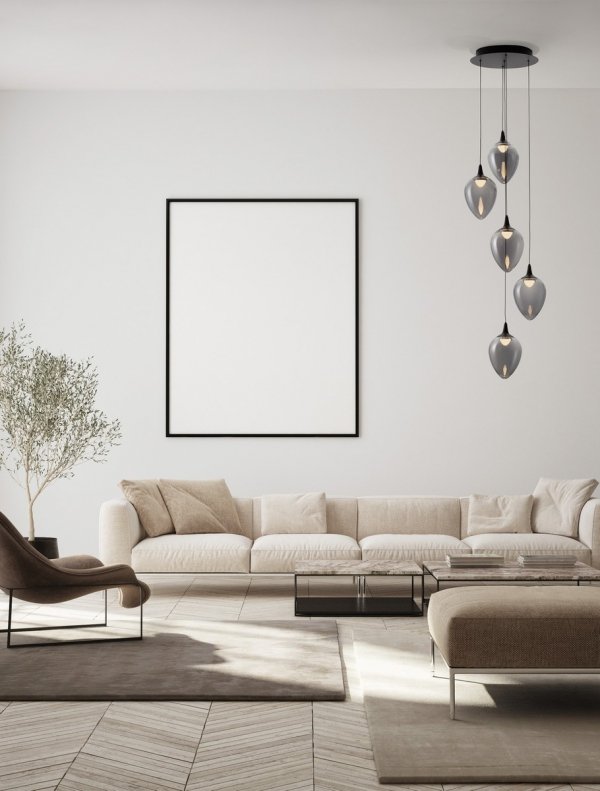 Nowoczesna lampa wisząca LED owalny czarny szklany klosz uniwersalna klasyczna minimalistyczna możliwość ściemniania VAZENDO LE45117 Luces Exclusivas
