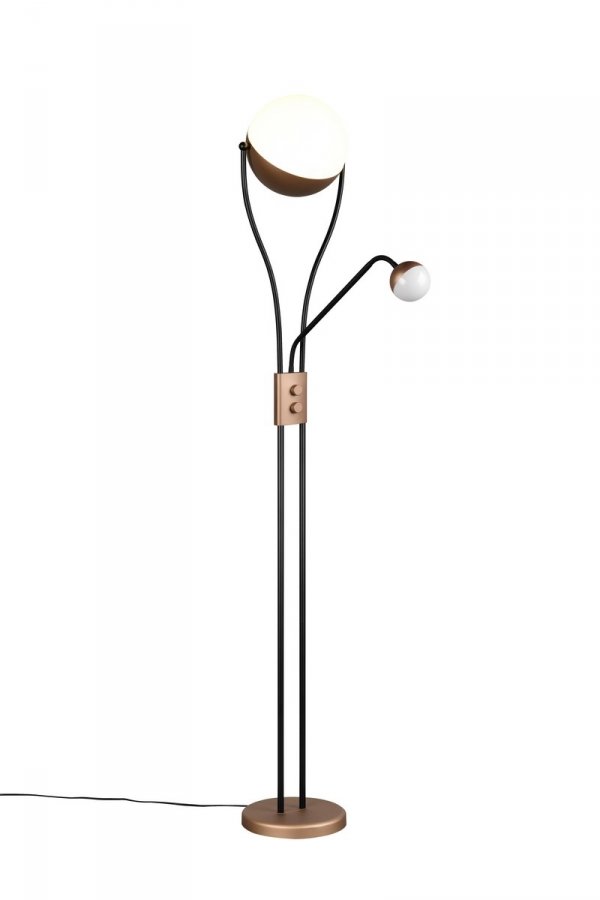 Nowoczesna dekoracyjna lampa podłogowa LED dwie kule brązowa metalowa designerska uniwersalna ściemnialna CHRIS 478310265 TRIO