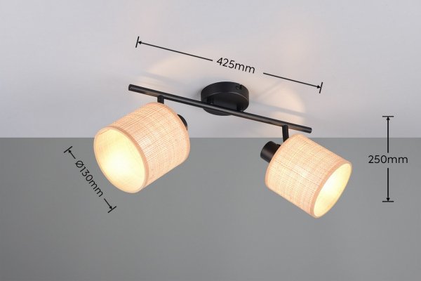 Lampa sufitowa plafon pleciona kolor naturalny podwójna owalna boho rystykalna industrialna minimalistyczna nad stół do salonu sypialni AIMEE R81852036 Rl