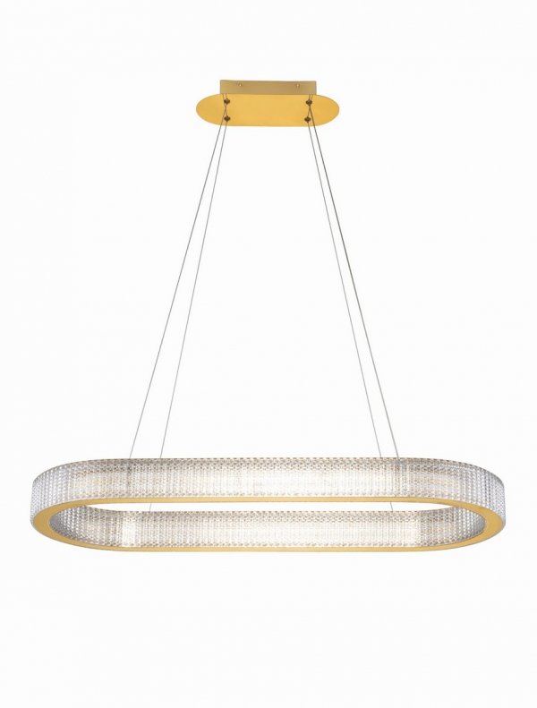 Złoty Żyrandol w Stylu Art Deco Luces Exclusivas YOTAU LE44730 Owalna Lampa Wisząca Nad Stół