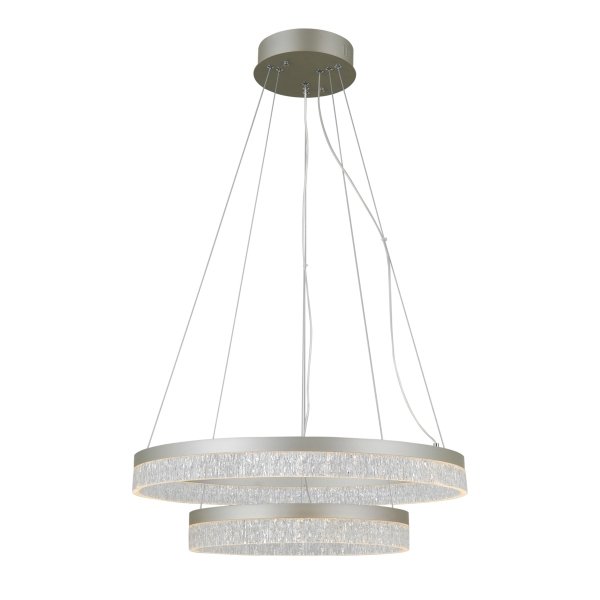 Nowoczesna srebrna lampa wisząca 2 ringi okręgi Pantal PND-34533-2L-SILV Italux