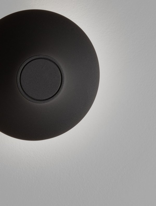Minimalistyczny kinkiet zewnętrzny LED czarny aluminiowy okrągły podświetlający elewację klasyczny nowoczesny IP54 QUERILO LE75185 Luces Exclusivas