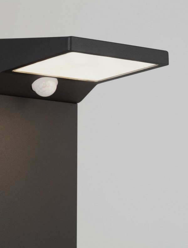 Minimalistyczny słupek ogrodowy z czujnikiem ruchu klasyczny LED 3 tryby świecenia aluminiowy czarny IP54 DIVANTA LE75123 Luces Exclusivas