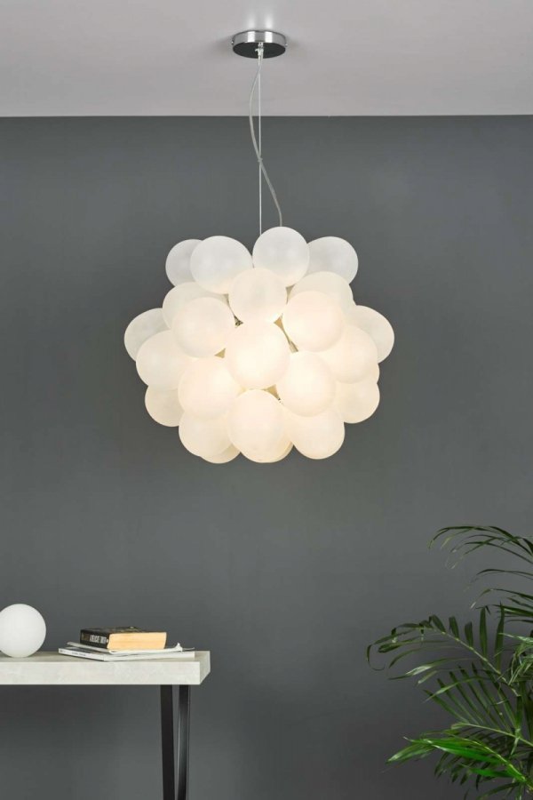 Nowoczesna Lampa Wisząca Białe Kule Szklane BUBBLES BUB0602 DAR LIGHTING