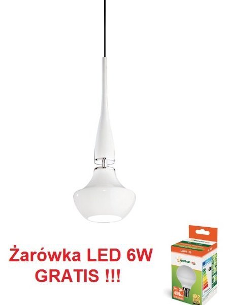 LAMPA WISZĄCA AZZARDO TASOS 1  AZ0260 BIAŁA NOWOCZESNA