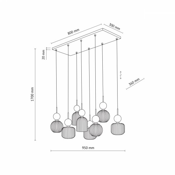 Lampa wisząca wielopunktowa szklane klosze designerska nowoczesna dekoracyjna salonowa SOPHIA 11151 TK-LIGHTING