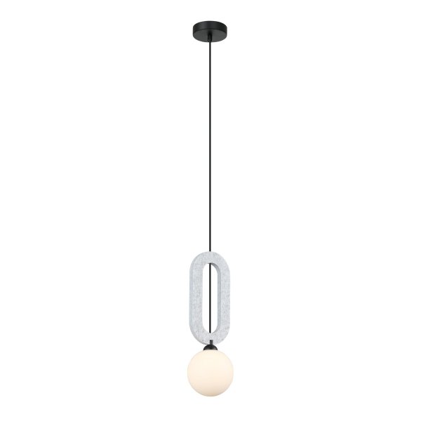 Szara lampa wiszaca kula biała Masso Italux PND-59839-1-LGR