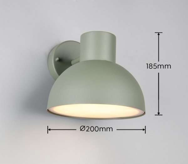 Kinkiet zewnętrzny zielony aluminiowy półokrągły klosz minimalistyczny klasyczny uniwersalny ELBE IP44 262360115 Trio