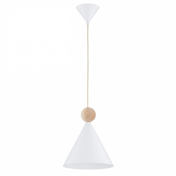 Lampa wisząca stożek ze stali lakierowanej z drewnianym dekorem skandynawska nowoczesna minimalistyczna KEGEL 8629 Argon