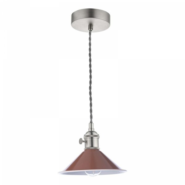 Chrom Lampa Wisząca Vintage Czerwony Klosz HADANO HAD0161-08 DAR LIGHTING