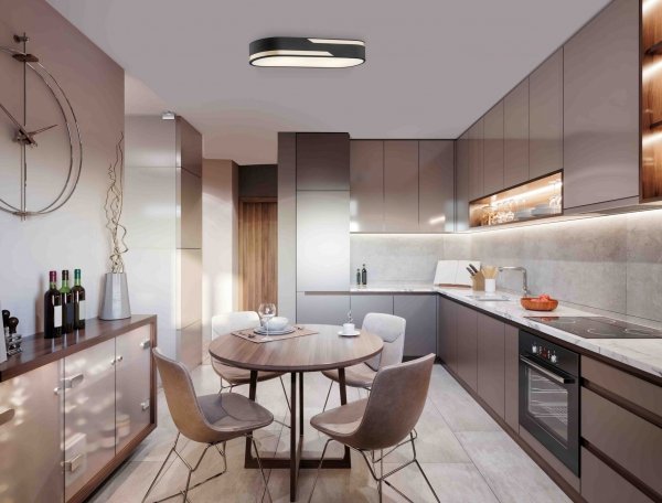 Niebanalny designerski nowoczesny zaokrąglony plafon czarny złoty dekor TONI 6001 Argon