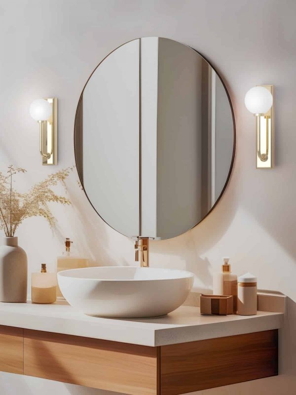Kinkiet do łazienki w kolorze starego złota Art Deco szklana kula ERO Parette Old Gold IP44 OR85600 Orlicki Design 