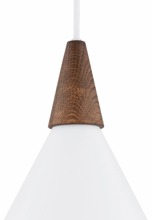 Lampa wisząca stożek ze stali lakierowanej z ciemnym drewnianym dekorem skandynawska elegancka minimalistyczna KEGEL 8631 Argon