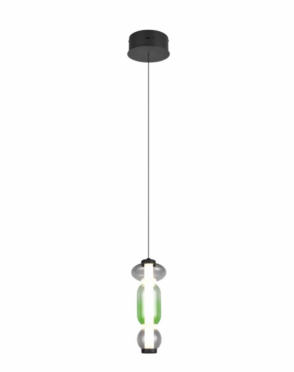 Lampa wisząca LED pojedyncza szklany klosz ściemnialna MINERVA 334310117 Trio zielona/czarna jadalniana nad stół