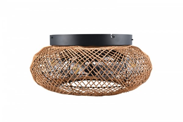 Lampa sufitowa plafon z wiatrakiem na pilot pleciona brązowa owalna boho rystykalna industrialna minimalistyczna nad stół do salonu sypialni LILLESAND R67302126 Rl