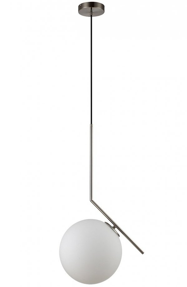 LAMPA WISZĄCA BIAŁA KULA FABIO MDM-7475/1-M-SN SREBRNA DESIGNERSKA 