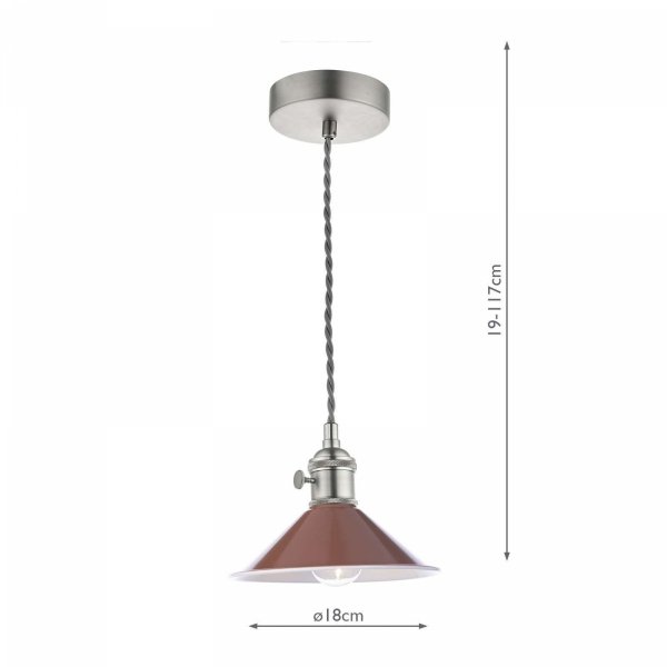 Chrom Lampa Wisząca Vintage Czerwony Klosz HADANO HAD0161-08 DAR LIGHTING