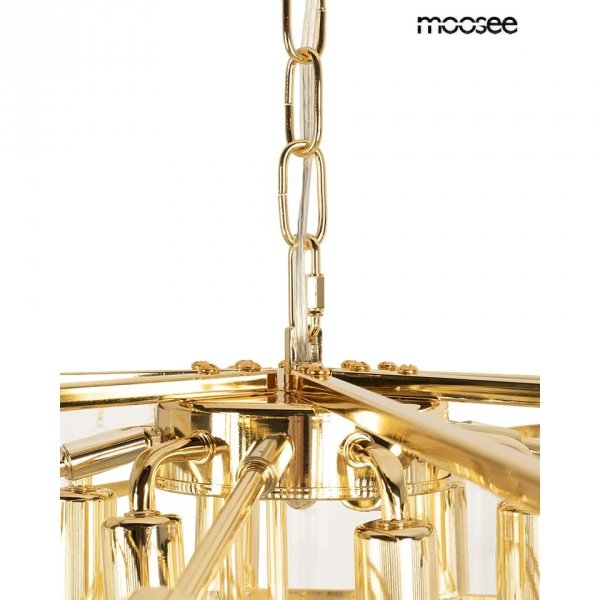 Złota lampa wisząca żyrandol do salonu w stylu glamour kryształowa LUMA 80 MSE1501100569 MOOSEE