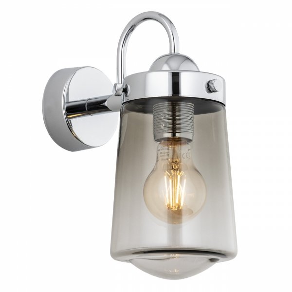 Eklektyczny kinkiet elegancka lampa ścienna lampka nocna chrom dymny klosz szkło PASADENA 4718 Argon