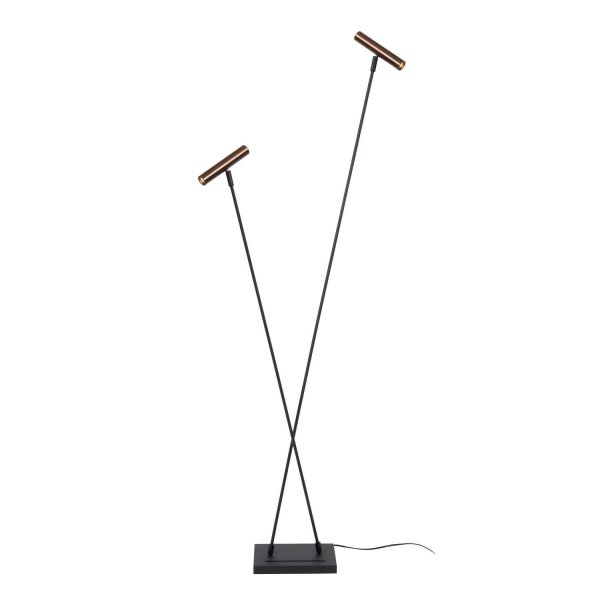 Lampa podłogowa stojąca brązowa tuba podwójna regulowana metalowa minimalistyczna nowoczesna DUARTE 03751/02/96 LUCIDE