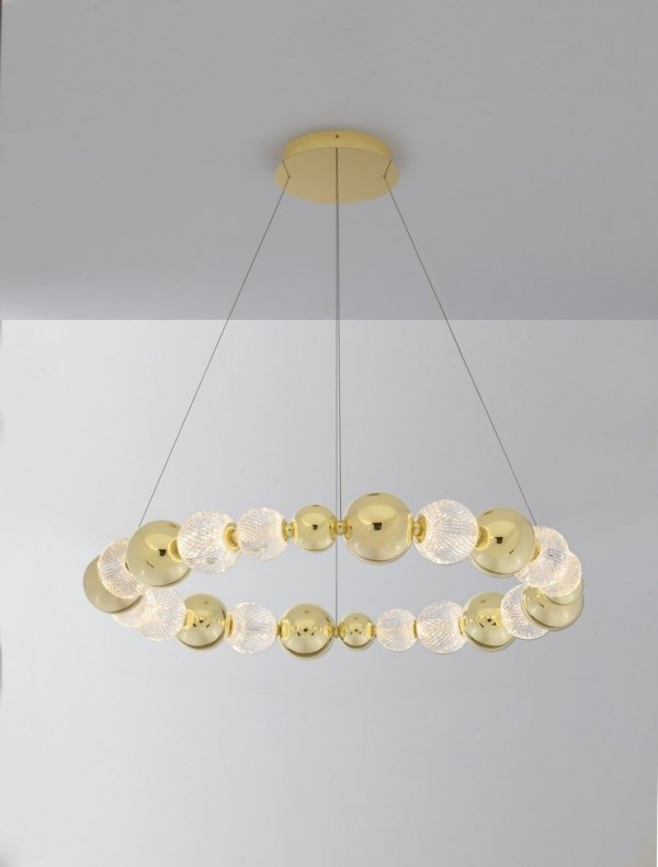 Molekularna ZŁOTA Lampa Wisząca Glamour LUCES EXCLUSIVAS BRILLE 9695202 Żyrandol Kryształowy Art Deco