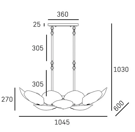 Designerska lampa wisząca WELLINGTON P26364BR mosiądz jadalniana salonowa
