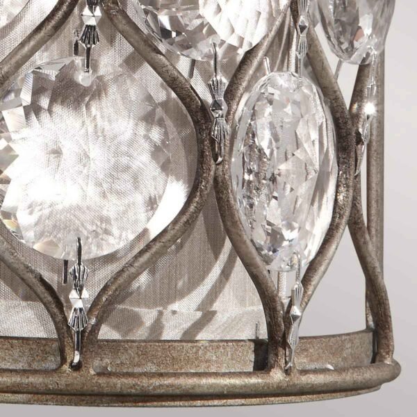 Kryształowy Kinkiet Lucia Feiss FE-LUCIA1 lampa salonowa, do sypialni/ Oksydowany srebrny Glamour 