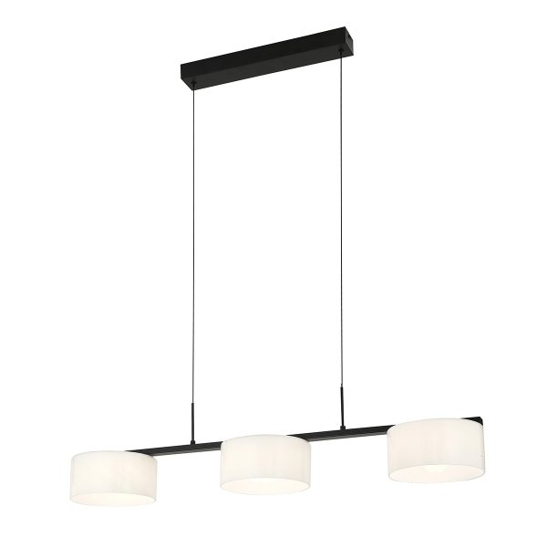 Minimalistyczna lampa wisząca potrójna czarna z mlecznymi szklanymi kloszami Italux Austis PND-02836-3-BK