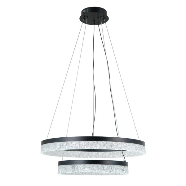 DUPLIKAT: Nowoczesna czarna lampa wisząca 2 ringi okręgi Pantal PND-34533-2L-BK  Italux