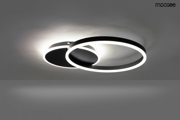 Nowoczesny minimalistyczny plafon sufitowy led  RINGS 2 czarna Moosee na pilota 2500 - 6000 K