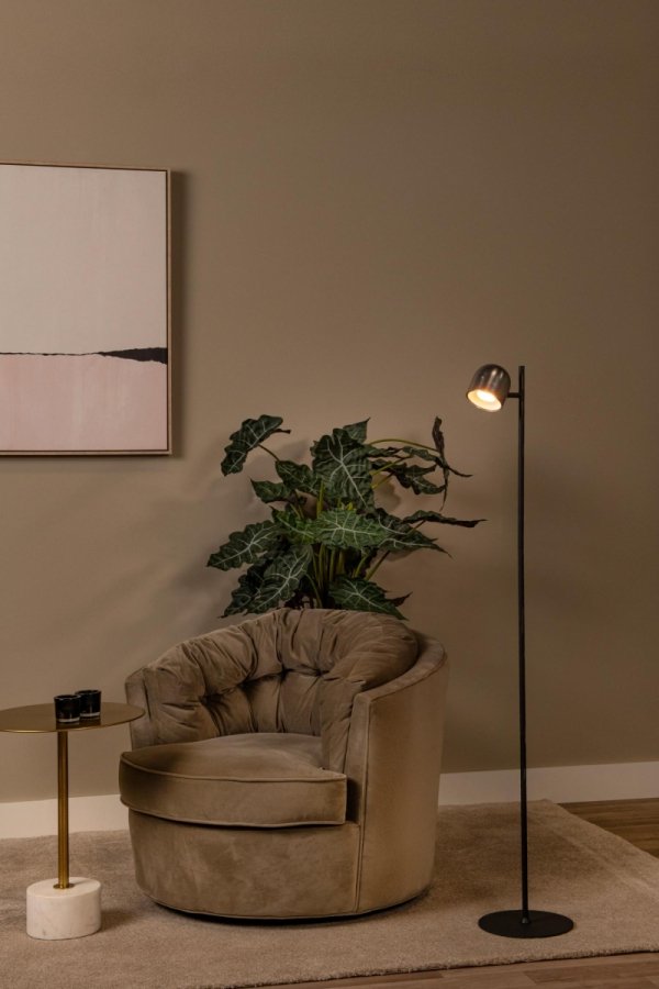 Lampa podłogowa LED metalowa nowoczesna minimalistyczna uniwersalna czarno-szara regulowana możliwość ściemniania SKANSKA RECH IP44 03749/03/15 LUCIDE