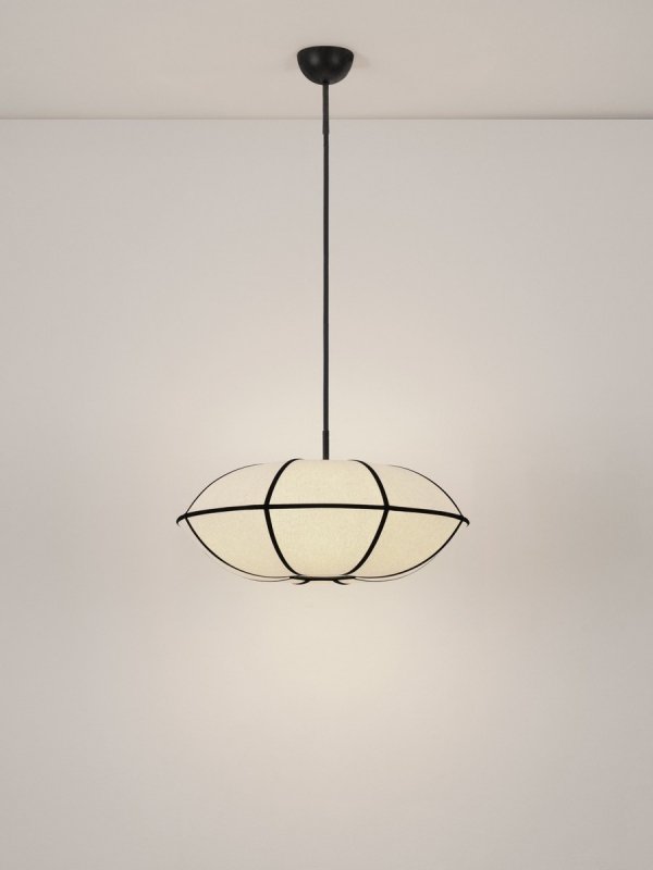 Lampa wisząca lniany abażur owalny retro nowoczesna klasyczna dekoracyjna do sypialni salonu Luces Exclusivas