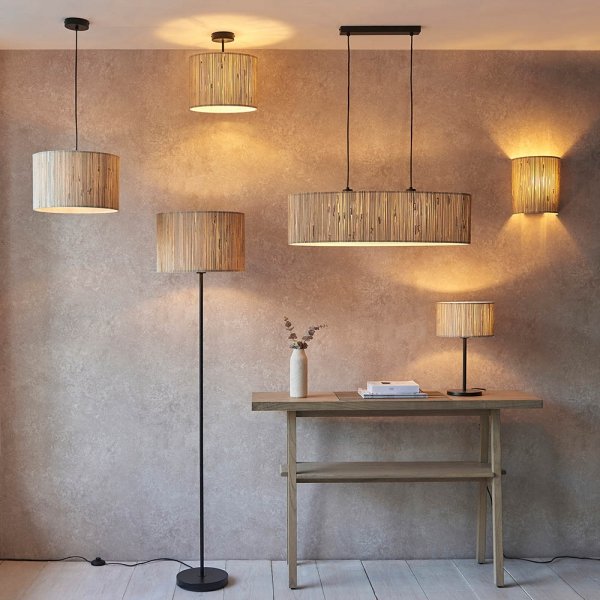 Lampa wisząca okrągła z trawy morskiej boho designerska naturalna rustykalna Longshore 101691 ENDON