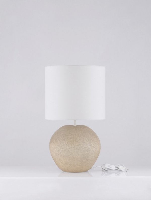 Lampka stołowa nocna abażurowy biały klosz gips klasyczna minimalistyczna uniwersalna możliwość ściemniania ORBEZIA LE45279 Luces Exclusivas
