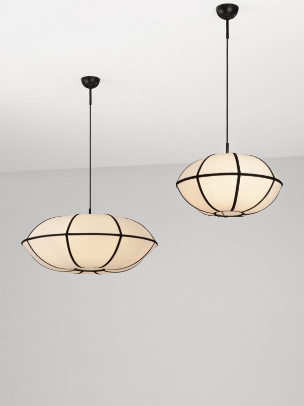 Lampa wisząca lniany abażur owalny retro nowoczesna klasyczna dekoracyjna do sypialni salonu Luces Exclusivas